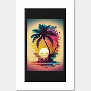 Sunset Palm Posters and Art